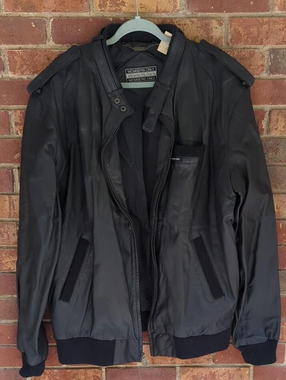 80s Vintage Members Only Black Leather Jacket Size XLT